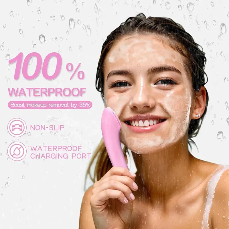 Heatable Vibrating Silicone Facial Cleansing Brush