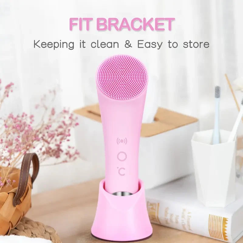Heatable Vibrating Silicone Facial Cleansing Brush