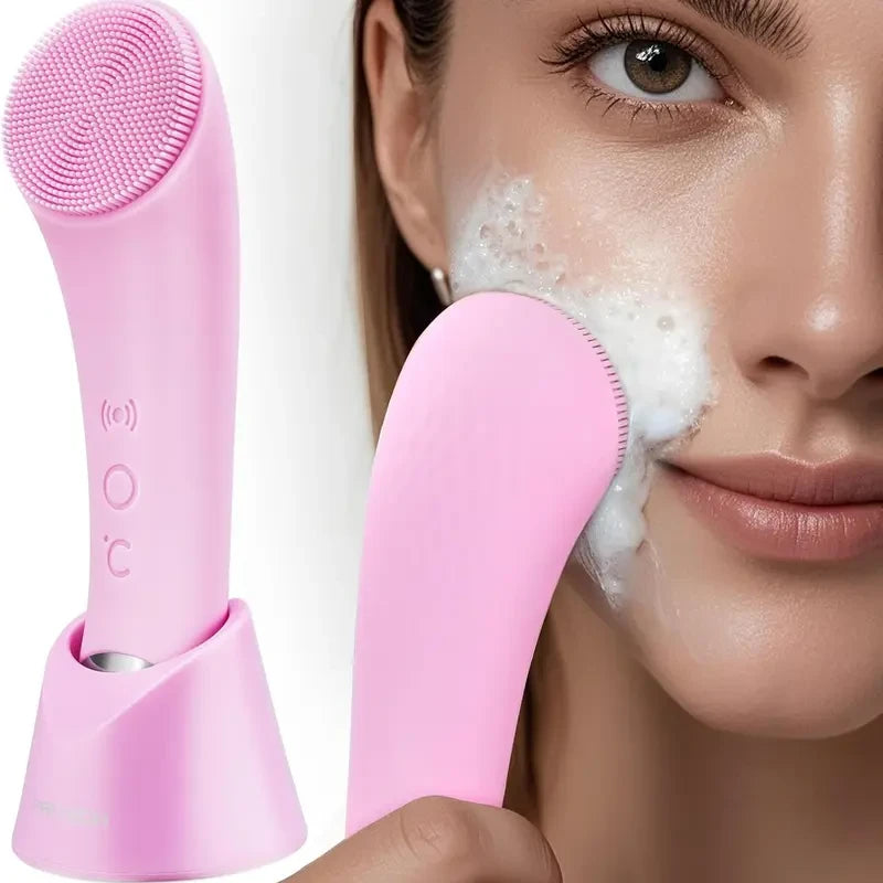 Heatable Vibrating Silicone Facial Cleansing Brush